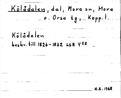 Bild på arkivkortet för arkivposten Kölådalen