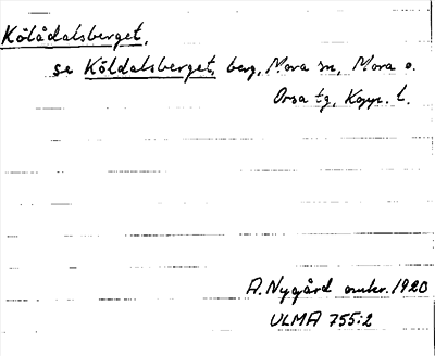 Bild på arkivkortet för arkivposten Kölådalsberget, se Köldalsberget