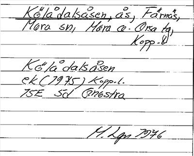 Bild på arkivkortet för arkivposten Kölådalsåsen