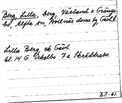 Bild på arkivkortet för arkivposten Berg, Lilla