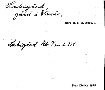 Bild på arkivkortet för arkivposten Labigård