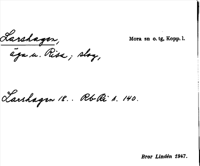 Bild på arkivkortet för arkivposten Larshagen