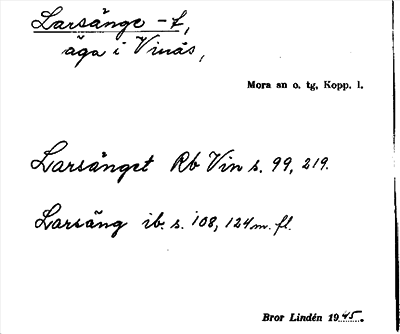 Bild på arkivkortet för arkivposten Larsänge, Larsänget