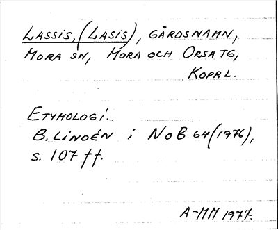 Bild på arkivkortet för arkivposten Lassis, (Lasis)