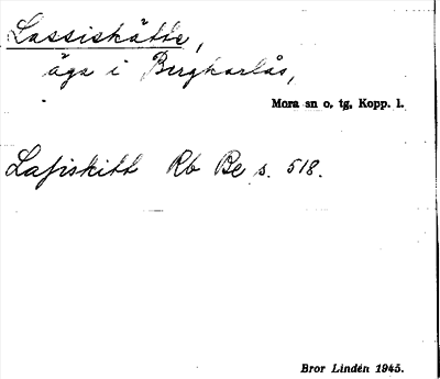 Bild på arkivkortet för arkivposten Lassiskätte