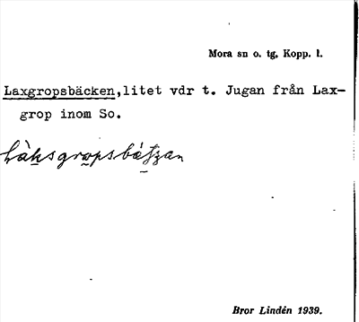 Bild på arkivkortet för arkivposten Laxgropsbäcken