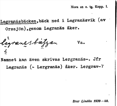 Bild på arkivkortet för arkivposten Legranäsbäcken