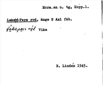 Bild på arkivkortet för arkivposten Leke(r)-Pers rod