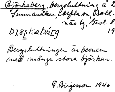 Bild på arkivkortet för arkivposten Björkaberg