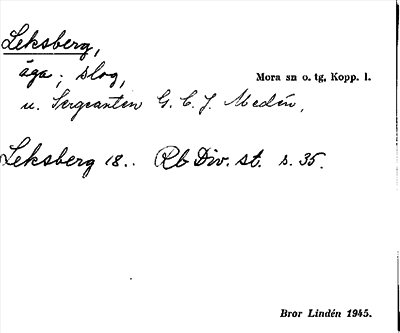 Bild på arkivkortet för arkivposten Leksberg