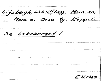 Bild på arkivkortet för arkivposten Lifzbergh, se Leksberget