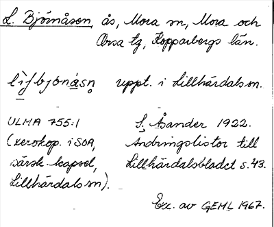 Bild på arkivkortet för arkivposten Lilla Björnåsen