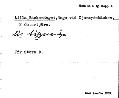 Bild på arkivkortet för arkivposten Lilla Bäckeränget