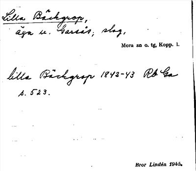 Bild på arkivkortet för arkivposten Lilla Bäckgrop