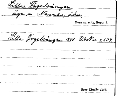 Bild på arkivkortet för arkivposten Lilla Fågelsången