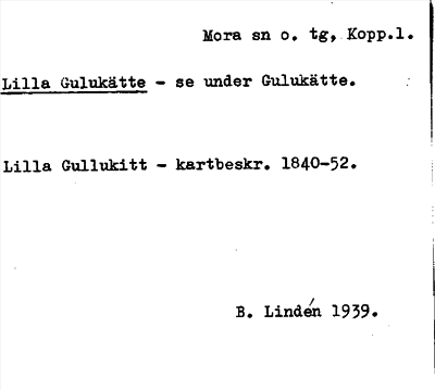 Bild på arkivkortet för arkivposten Lilla Gulukätte