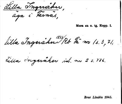 Bild på arkivkortet för arkivposten Lilla Ingeråker