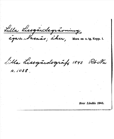 Bild på arkivkortet för arkivposten Lilla Lissgärdsgrävning