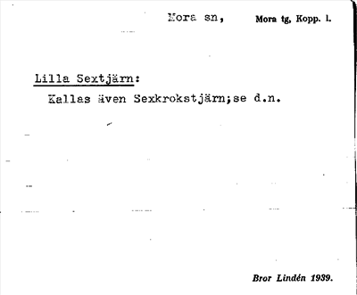 Bild på arkivkortet för arkivposten Lilla Sextjärn