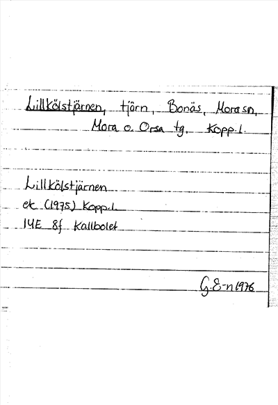 Bild på arkivkortet för arkivposten Lillkölstjärnen