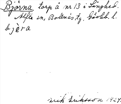 Bild på arkivkortet för arkivposten Björna