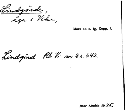 Bild på arkivkortet för arkivposten Lindgärde