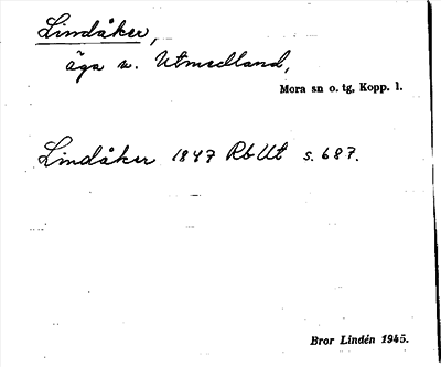 Bild på arkivkortet för arkivposten Lindåker