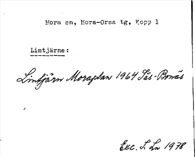 Bild på arkivkortet för arkivposten Lintjärne