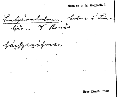 Bild på arkivkortet för arkivposten Lintjärnholmen