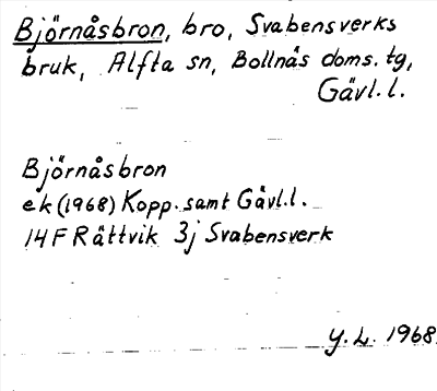 Bild på arkivkortet för arkivposten Björnåsbron