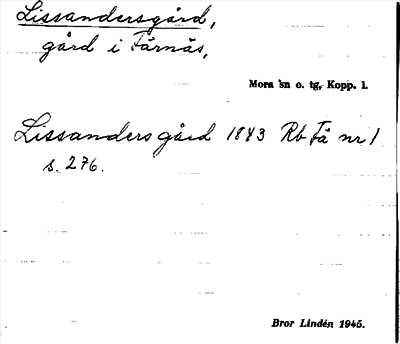 Bild på arkivkortet för arkivposten Lissandersgård