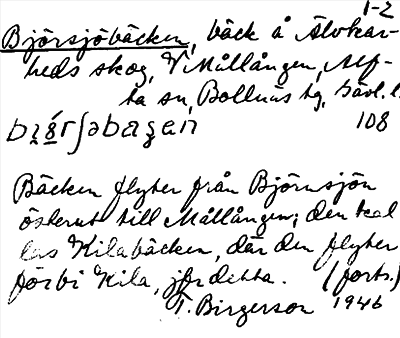 Bild på arkivkortet för arkivposten Björsjöbäcken