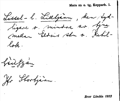 Bild på arkivkortet för arkivposten Lissel - l. Lilltjärn