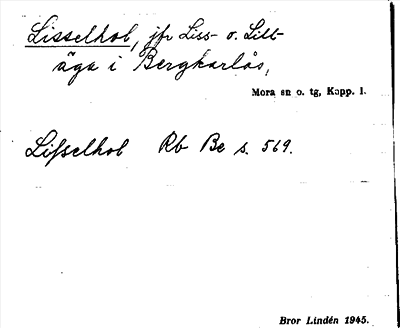 Bild på arkivkortet för arkivposten Lisselhol