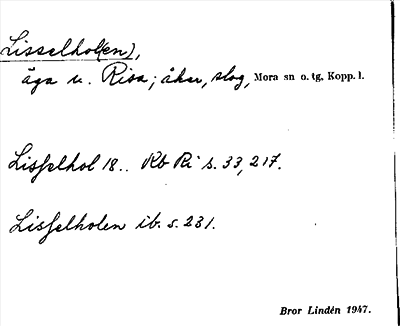 Bild på arkivkortet för arkivposten Lisselhol(en)