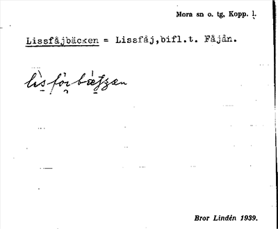 Bild på arkivkortet för arkivposten Lissfåjbäcken