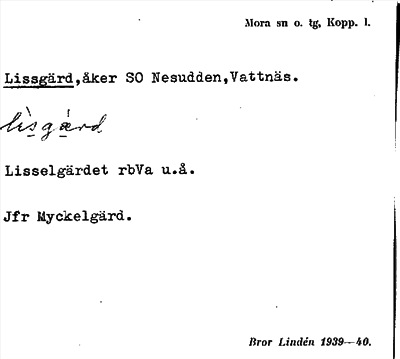 Bild på arkivkortet för arkivposten Lissgärd