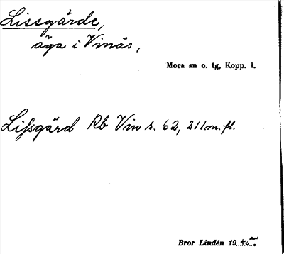 Bild på arkivkortet för arkivposten Lissgärde