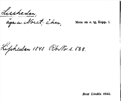 Bild på arkivkortet för arkivposten Lissheden