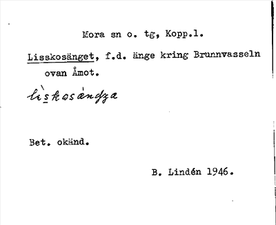Bild på arkivkortet för arkivposten Lisskosänget