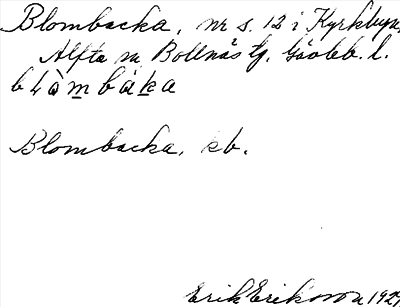 Bild på arkivkortet för arkivposten Blombacka