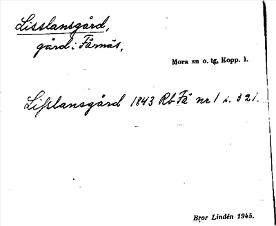 Bild på arkivkortet för arkivposten Lisslansgård