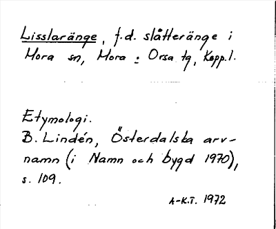 Bild på arkivkortet för arkivposten Lisslaränge