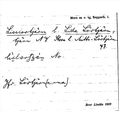 Bild på arkivkortet för arkivposten Lisslovtjärn l. Lilla Lövtjärn