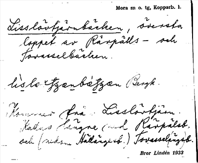 Bild på arkivkortet för arkivposten Lisslövtjärnbäcken