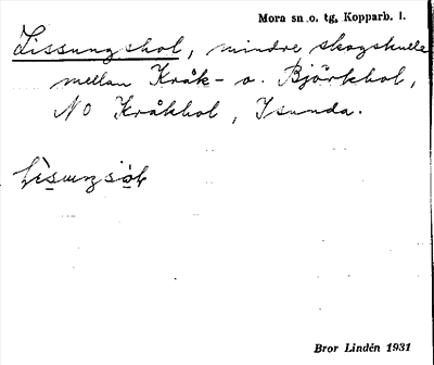 Bild på arkivkortet för arkivposten Lissungshol