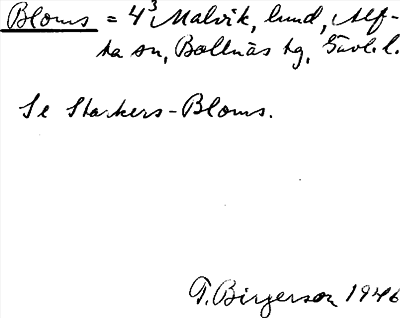 Bild på arkivkortet för arkivposten Bloms