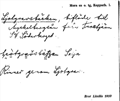 Bild på arkivkortet för arkivposten Ljotgravsbäcken