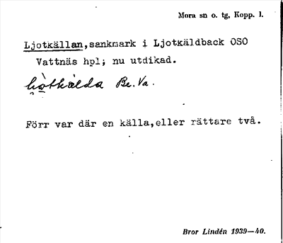 Bild på arkivkortet för arkivposten Ljotkällan