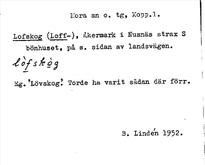 Bild på arkivkortet för arkivposten Lofskog (Loff-)